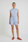 Blue and white striped shorts