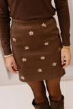 Brown skirt with Sequin Flowers