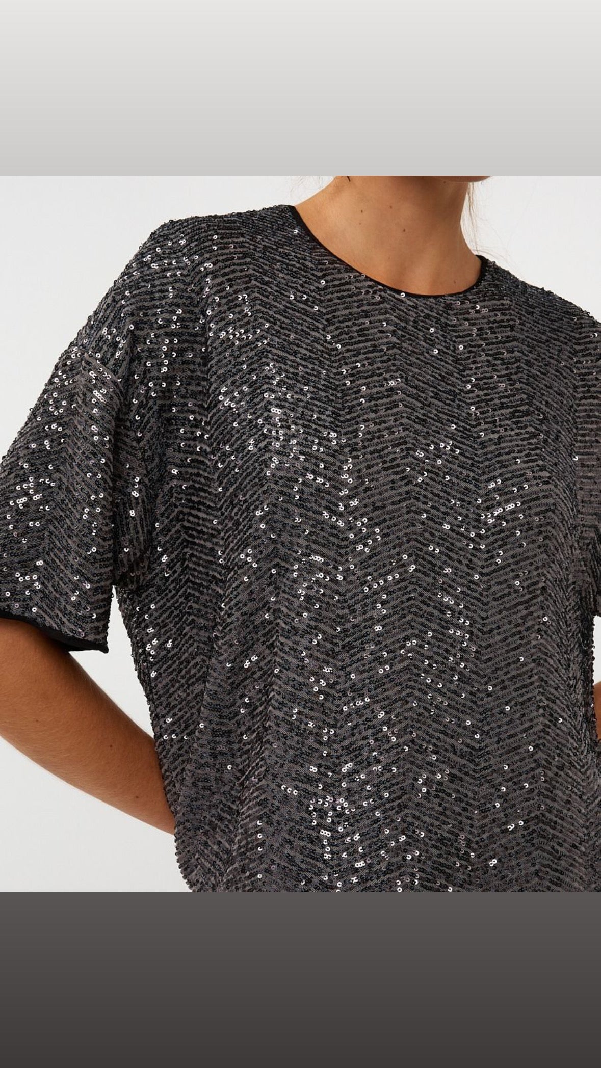 Grey Sequins Top