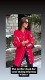 Long red ski cardigan