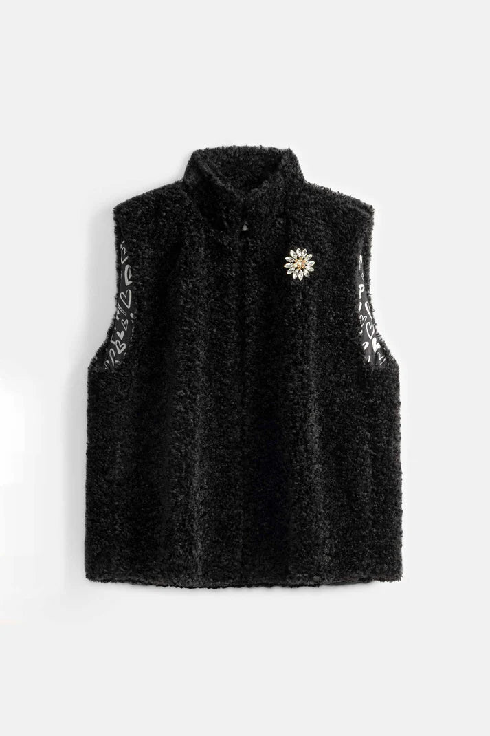 Black astrakhan gilet