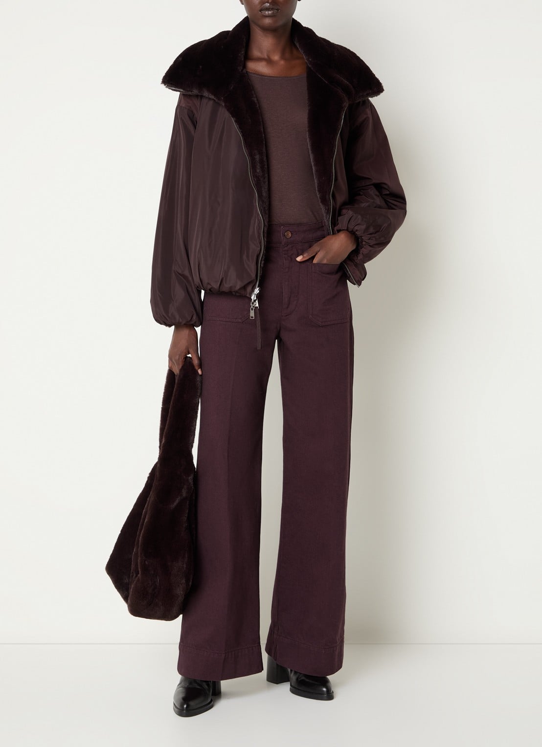 Deep Plum Reversible Fur Jacket