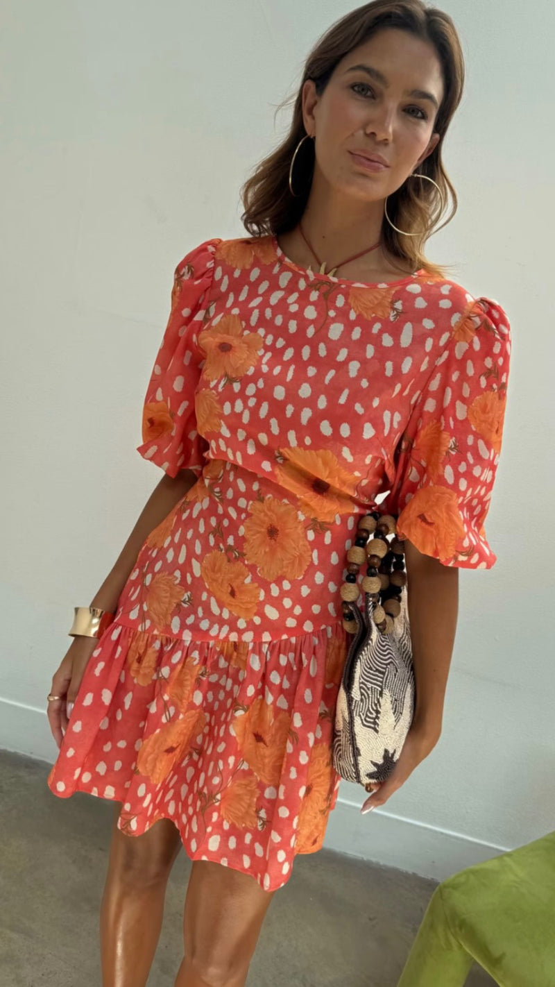 Coral Poppy Mini Nova Dress