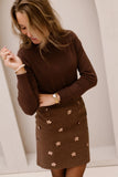Brown skirt with Sequin Flowers