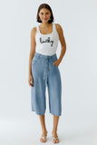 Embroidered off white tank top