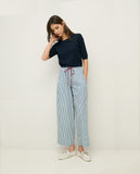 Blue and White Striped Trouser