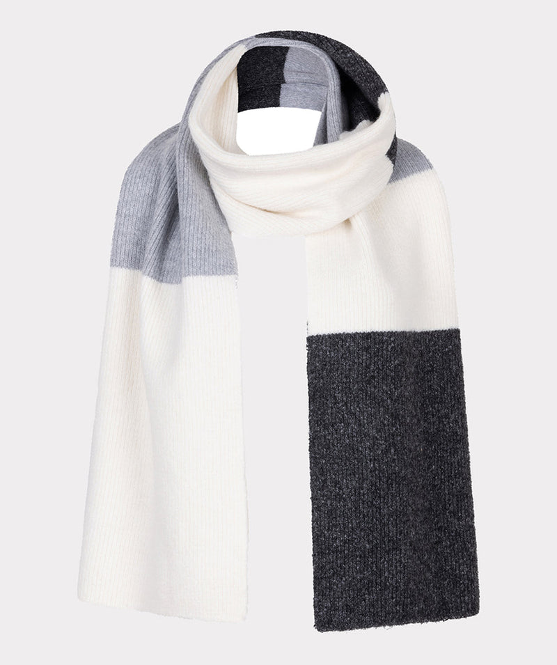 Knitted scarf in grey colour block
