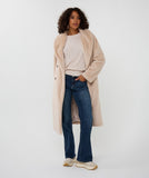 Double breasted faux fur coat in sand