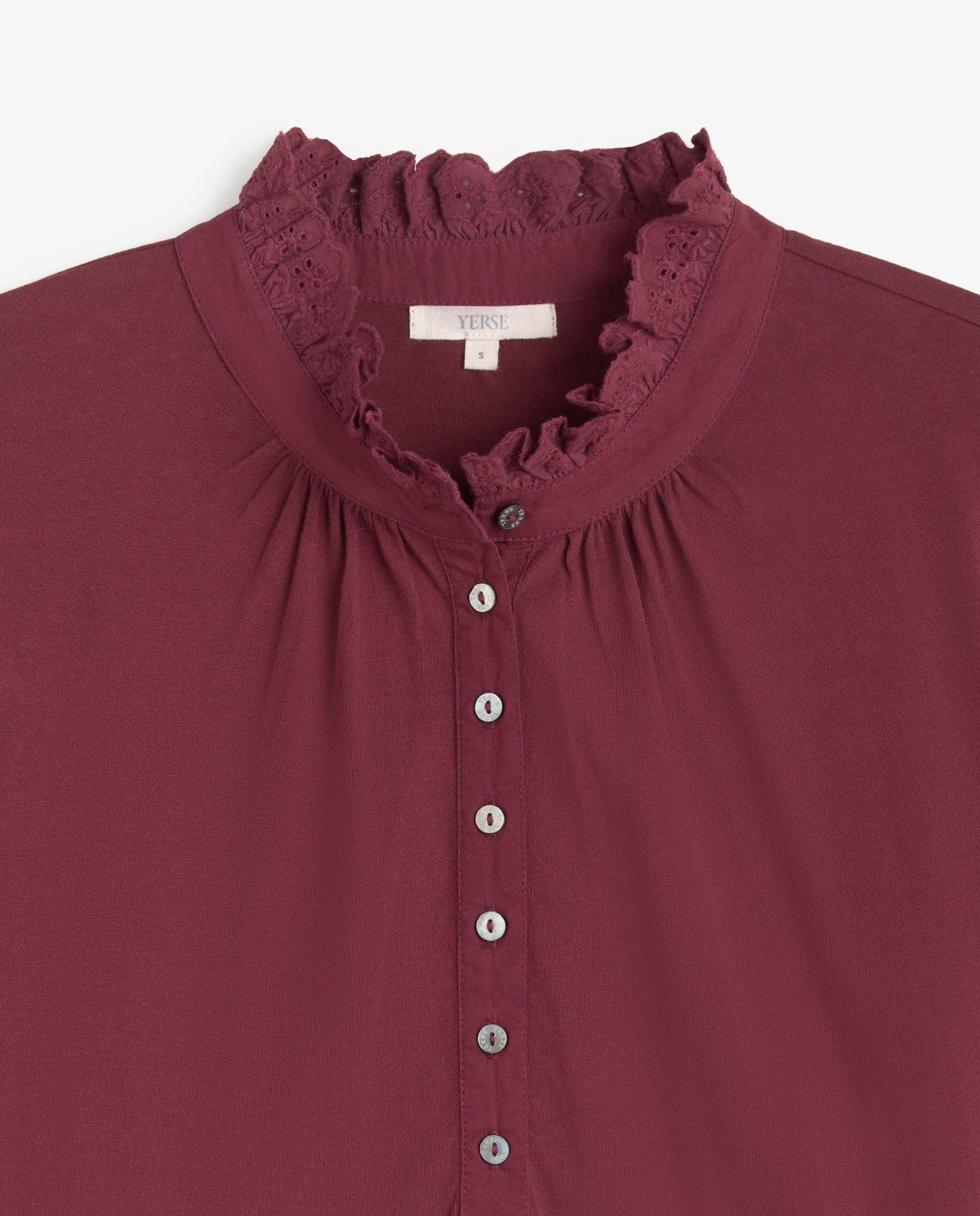 Burgundy Top with Frill At the neck