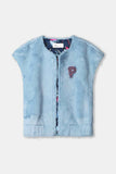 Gilet in light blue faux fur