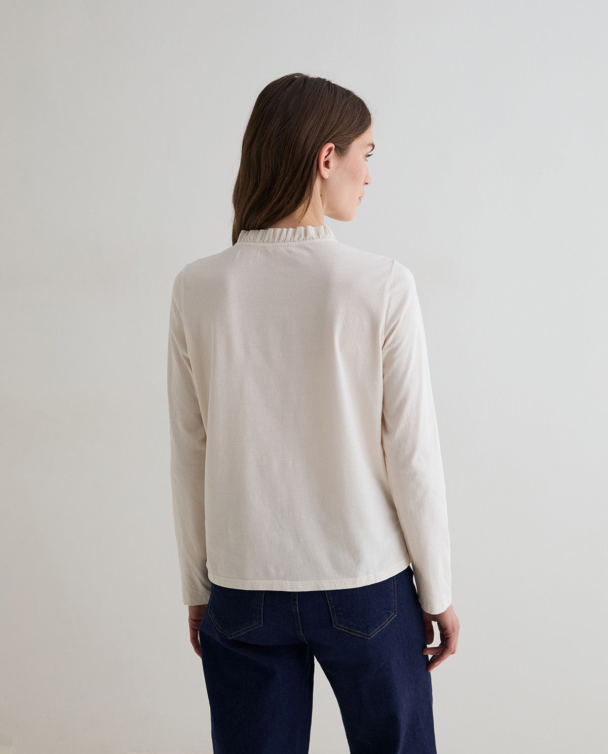 Cream Blouse with Teal Embroidery