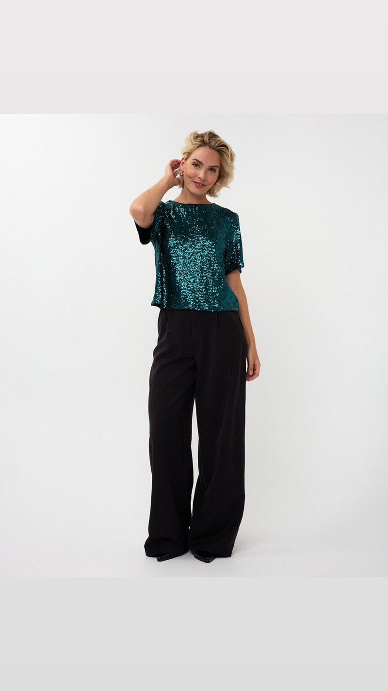 Teal Sequins Top