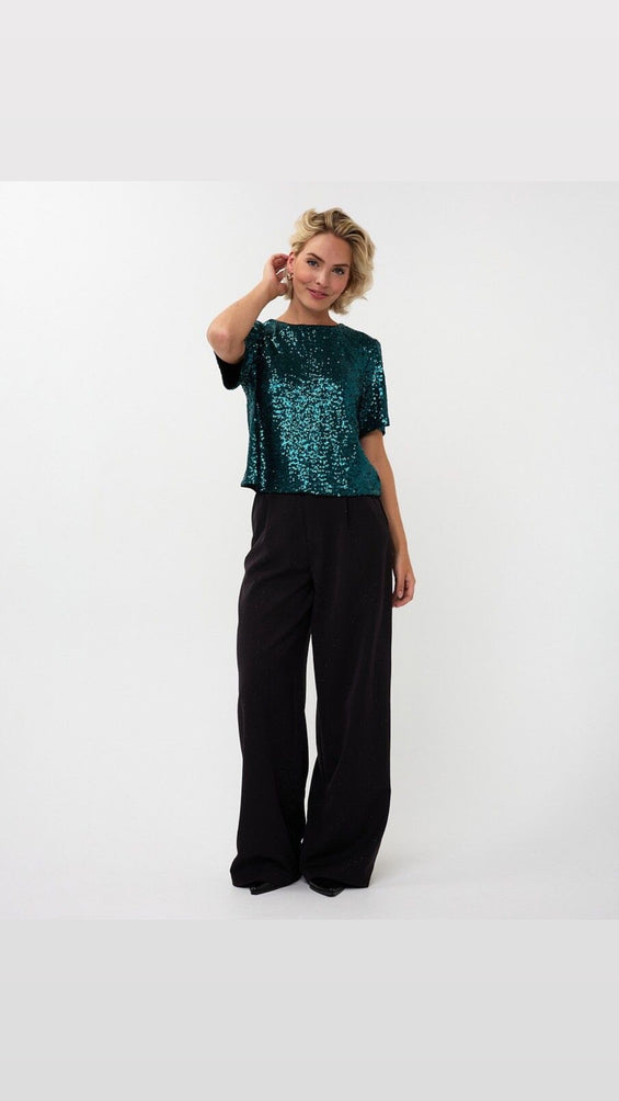 Teal Sequins Top