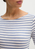 Striped long sleeve top in blue and white