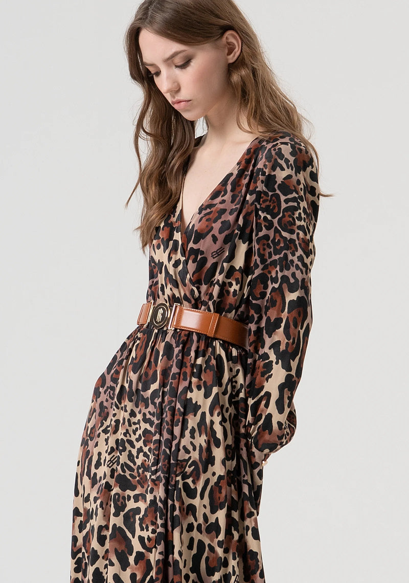 Long Sleeved Leopard Print Dress