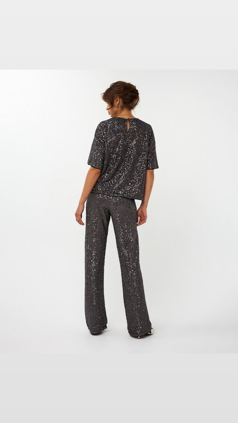 Grey Sequins Top