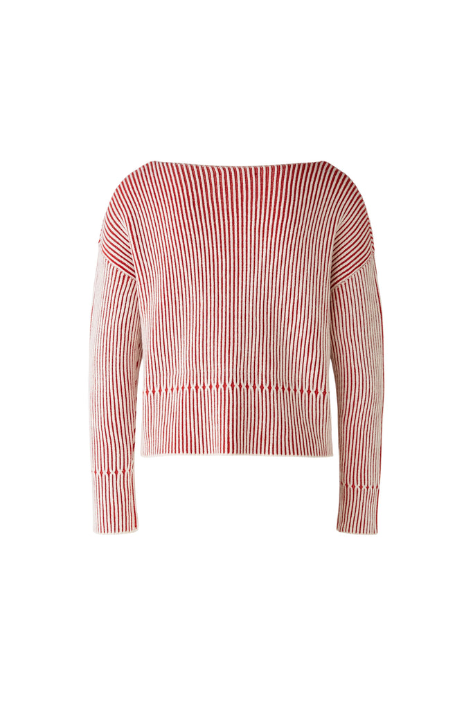 Red and Beige Ribber Sweater