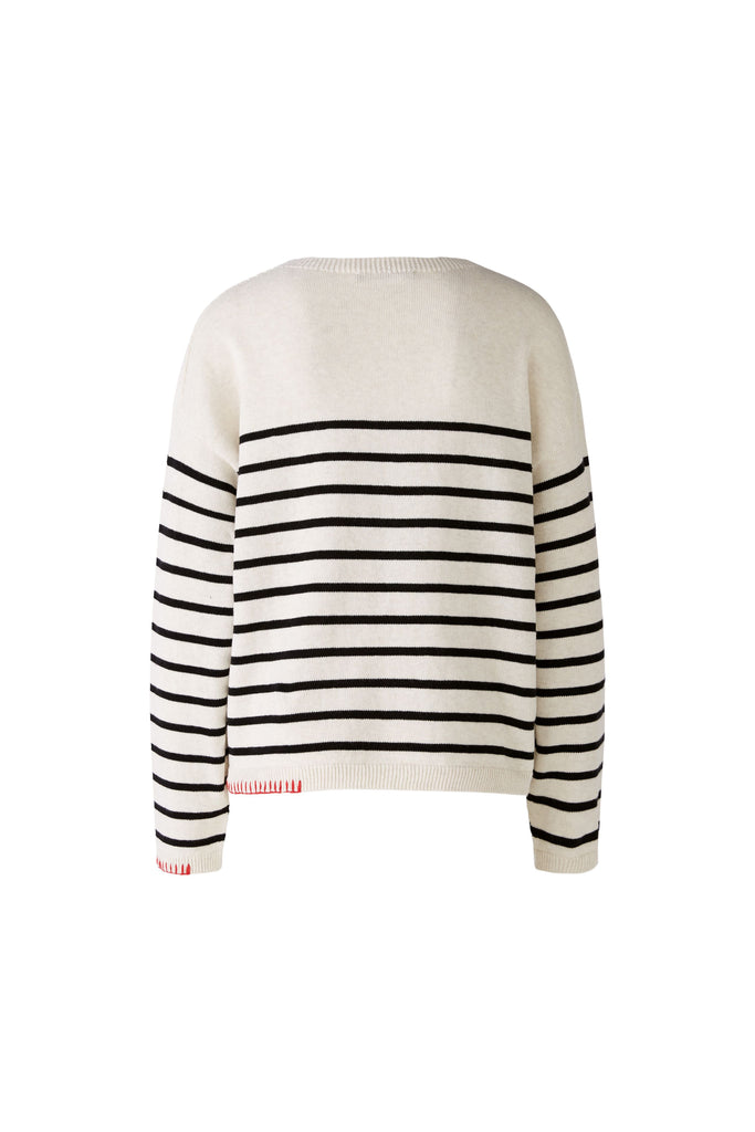 Black and White Striped Sweater with Heart