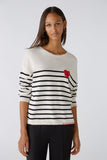 Black and White Striped Sweater with Heart