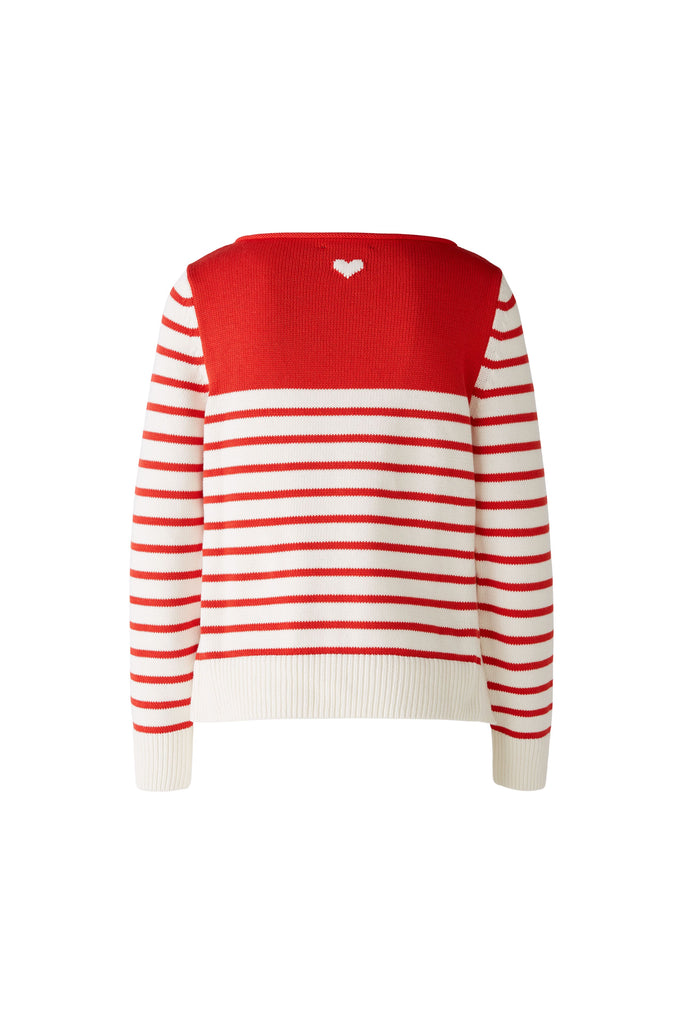 Sweater in Red with Ivory and Red Stripes