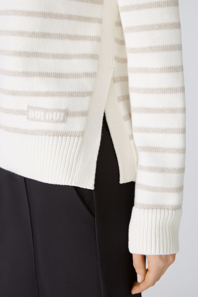 Beige Sweater with Ivory and Beige Stripes