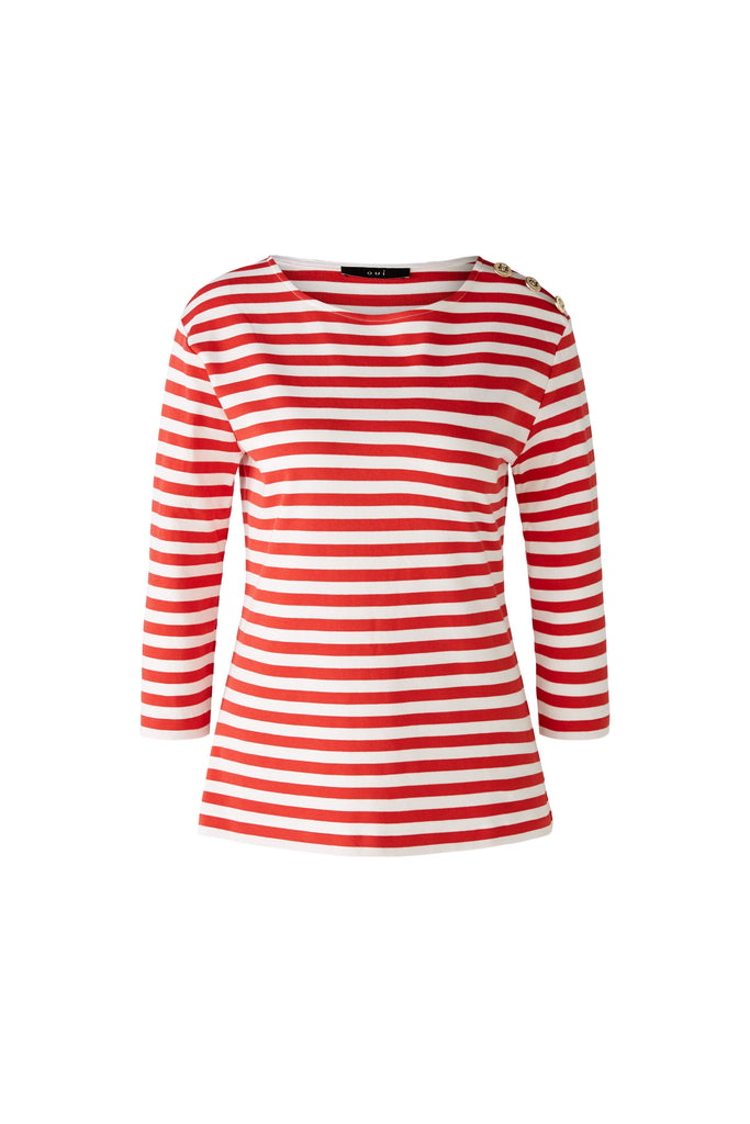 Red and Cream Striped Top