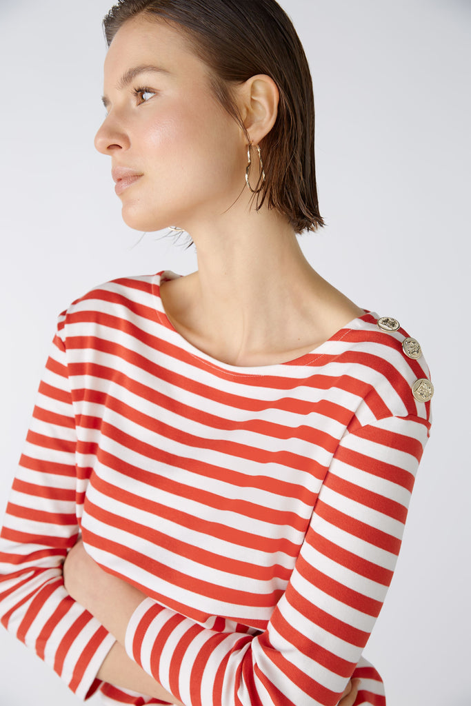 Red and Cream Striped Top