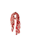Cream and Red Heart Scarf