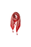 Red and Cream Heart Scarf with Tassles