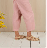 “Nova” barrel leg trousers in rosewater pink