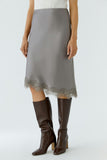 Silver Slip Skirt with asymmetric hem