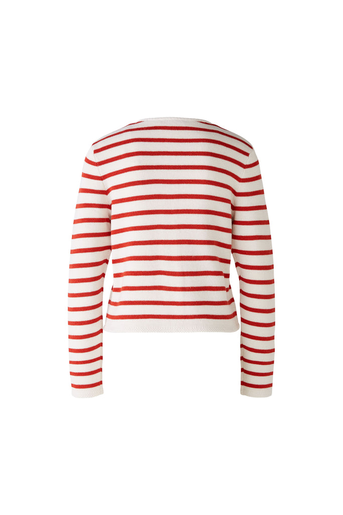 Red and Cream Knit Striped Cardigan