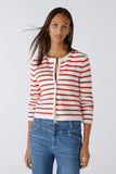 Red and Cream Knit Striped Cardigan