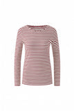 Striped Top in Off White and Dark Red
