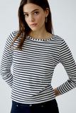 Striped Top in Off White and Dark Blue