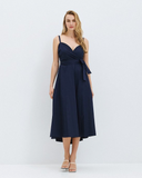 Midi wrap navy dress