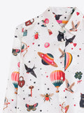 off white shirt with an adventure inspired pattern