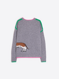 Grey Wool Sweater with Dog