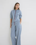 Blue and White Striped Trouser