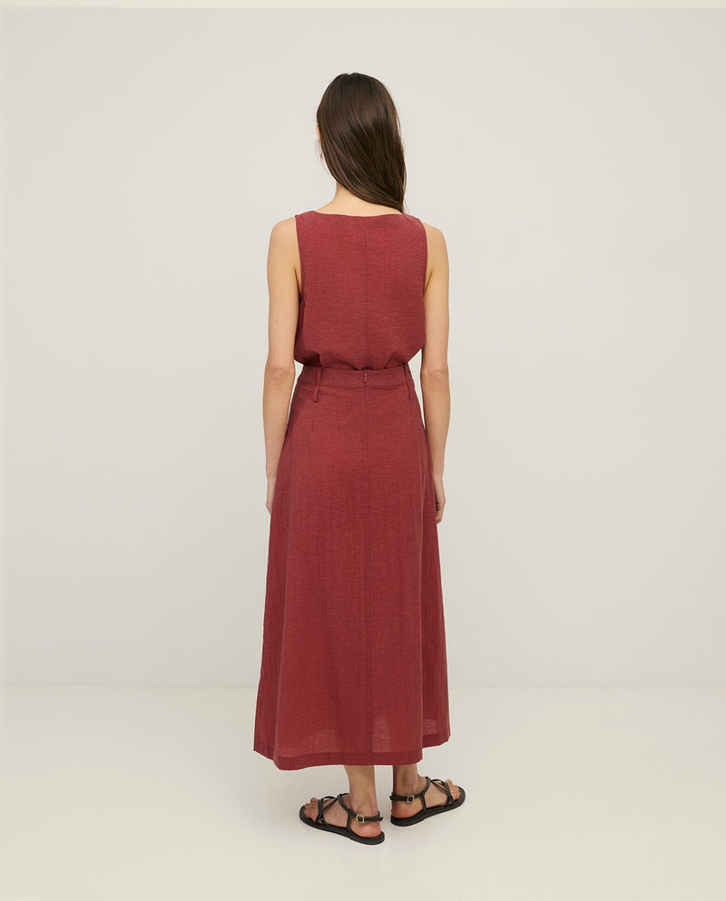 Teracotta Skirt with removable Pleated overskirt