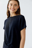 Navy Lurex Top with Know Front