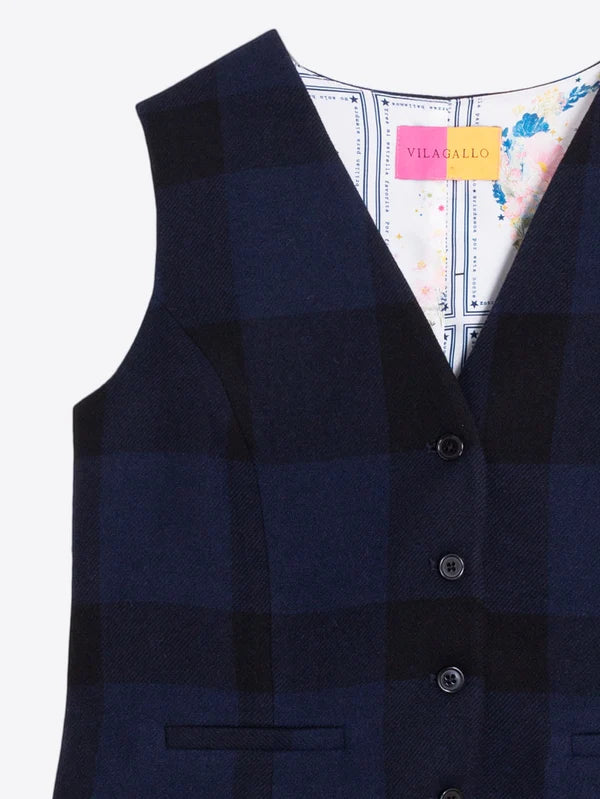 Checked waistcoat in navy tones