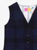 Checked waistcoat in navy tones