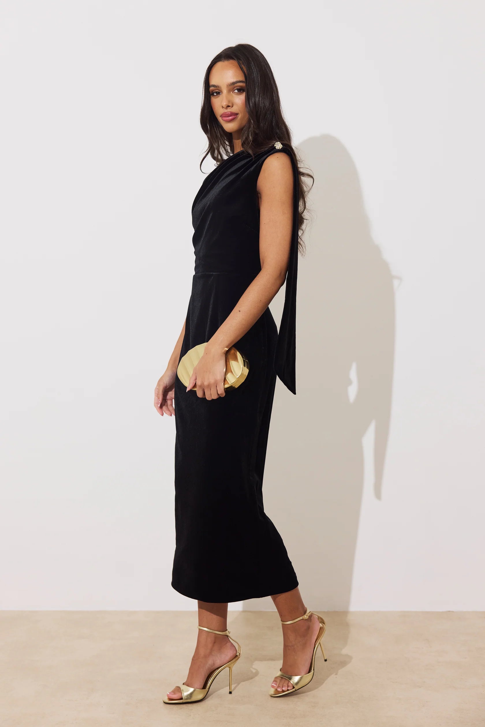 ElenI Dress in Black Velvet