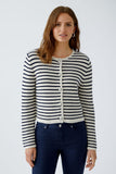 oui Navy and Stone Striped Cardigan