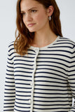 oui Navy and Stone Striped Cardigan