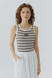 White Brown and Black Striped Top