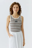 White Brown and Black Striped Top