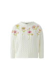 Ivory Sweater with Floral Embroidery