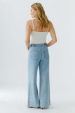 Light Denim Jeans with Braided Detail at Waist
